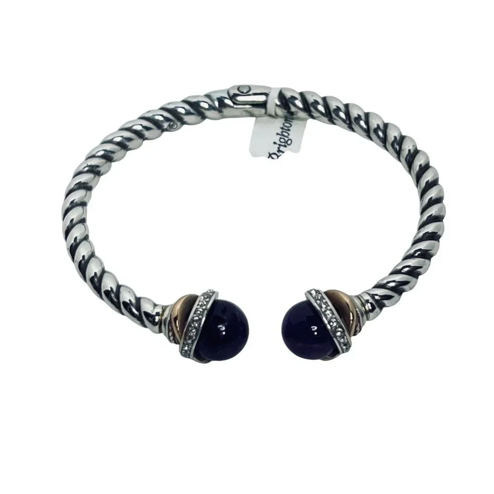 Brighton Neptune's Rings Silver Tone And Purple Agate Cuff Bracelet - Picture 2 of 4